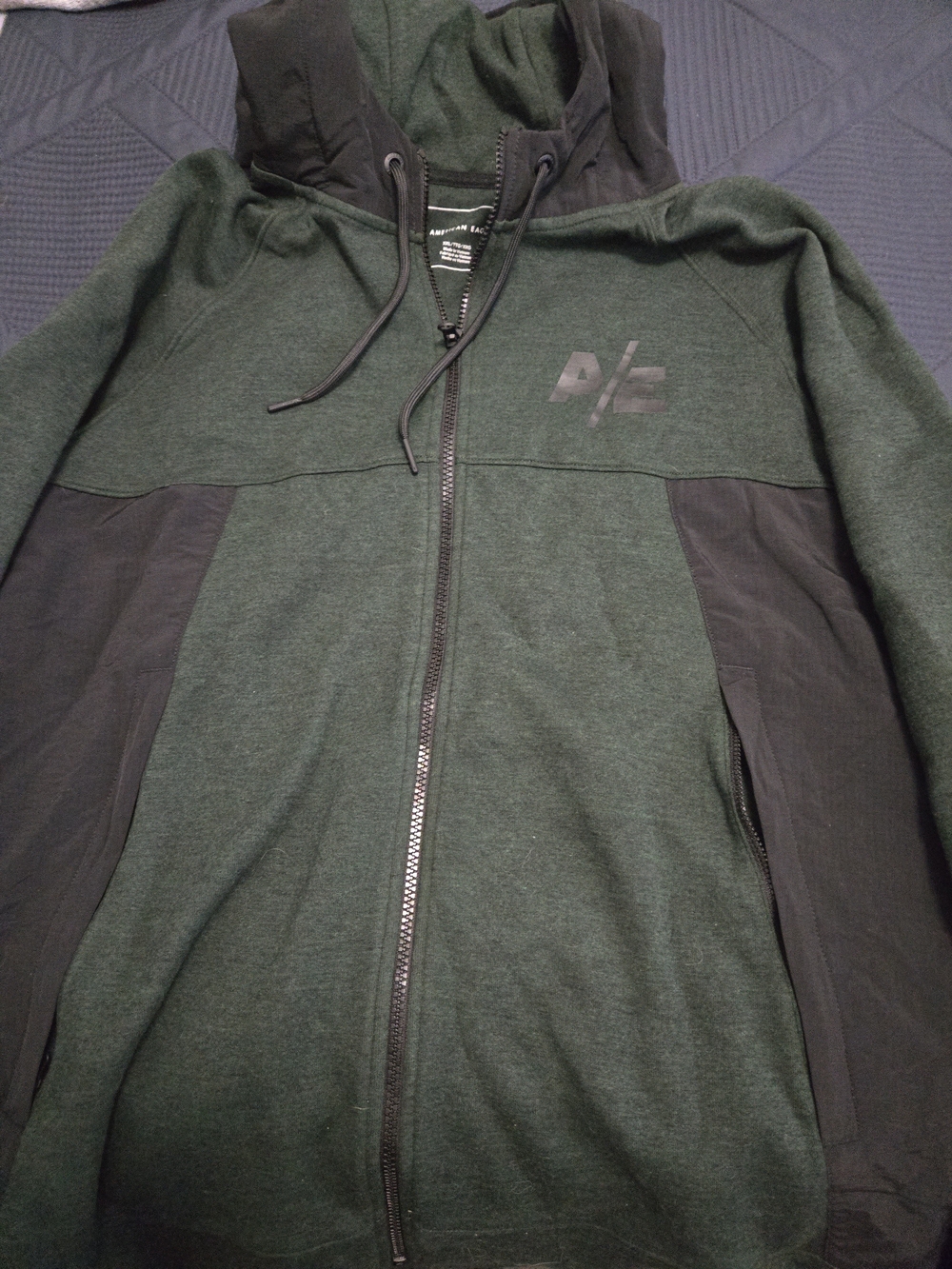 American Eagle Outfitters Dark Green & Black Hooded Zip Jacket
